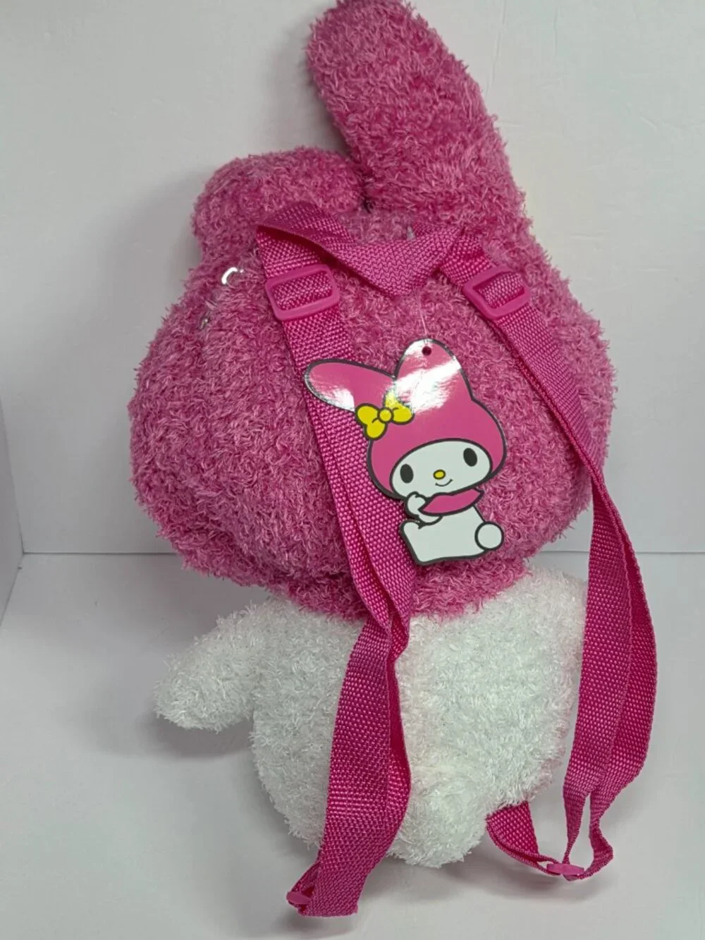 Hello Kitty My Melody Plush Mini Backpack Faux Fur Pillow Large Pajama Bag NWT